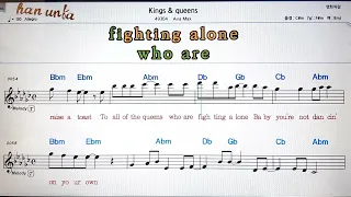 KIngs & Queens/Ava Max💕Karaoke*Sheet Music*Chord*MR💋노래방 반주*기타 코드 악보*가라오케