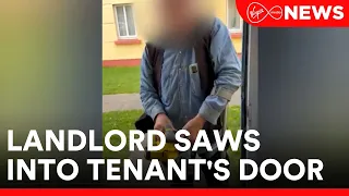 Dramatic footage of a landlord using a circular saw to enter a house prompts Garda inquiries