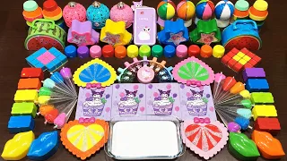 EYESHADOW COLOR and CLAY PIPING BAGS ! Mixing Random Cute Into Glossy Slime! #11580