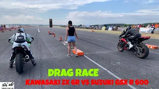 Kawasaki ZX 6R vs Suzuki GSX R 600 motorcycle drag race 1/4 mile 🏍🚦 - 4K