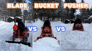 What is the Best Snow Plowing Implement for your Subcompact tractor?