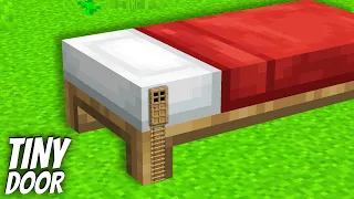 I found a TINY DOOR in BED in minecraft ! What's INSIDE the SECRET PASSAGE inside BED ?