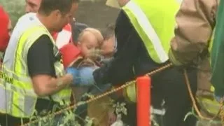 Dramatic rescue: Child and women saved from car stuck in raging flood in Iowa