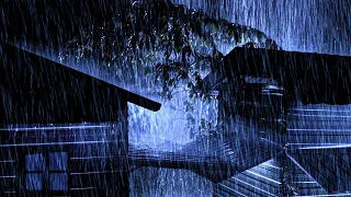 Stormy Night to Sleep Instantly | Powerful Rainstorm on Metal Roof, Mighty Thunder & Howling Wind