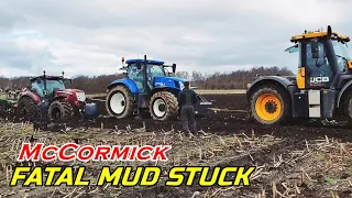 Bogged McCormick X.8 680 VS N.Holland T7 235 VS JCB Fastrac 3230 XTRA [1080p] Muddy MESS in field