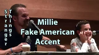 Millie Bobby Brown uses Fake American Accent on Stranger Things w/ David Harbour Phoenix Comicon