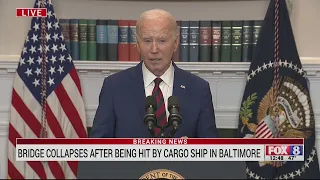 Pres. Joe Biden speaks after Francis Scott Key Bridge collapses in Maryland