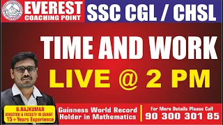 TIME AND WORK CONCEPT | LIVE @ 2PM | BY RAJ KUMAR SIR