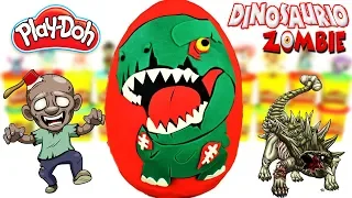 Huevo Sorpresa Gigante de DINOSAURIO Zombie Jurassic Park Plastilina Play doh Español Viernes Terror