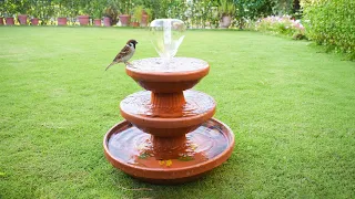 Amazing ! Easy DIY fountain using Clay saucers | Birds Bath | Garden Fountain | Great Ideas