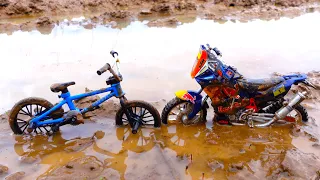 BMX Finger | Dirt Bike And Tech Deck Finger BMX Tricks | Ride Through Mud