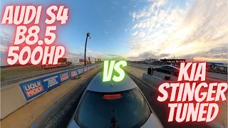 Drag Race Kia Stinger GT AWD VS Audi S4 B8.5 (360 camera)