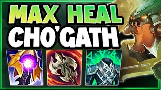 WTF! ONE CHO'GATH ULT = HEAL BACK TO FULL HP?? MAX HEAL CHO'GATH TOP GAMEPLAY! League of Legends