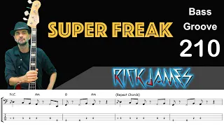 SUPER FREAK (Rick James) How to Play Bass Groove Cover with Score & Tab Lesson