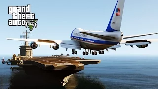 GTA 5 Mods - Air Force One Landing On Aircraft Carrier? (GTA 5 Funny Moments)