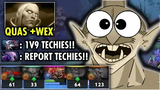 How to deal with Quas Wex Invoker Mid -    Techies 1v9 MindBlowing | Techies Official