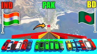 Gta 5 Indian Cars Vs Pakistan Cars Vs Bangladesh Cars Long Jumping Challenge | gta 5 gameplay