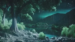 Rain On Forest Lake | Natural Serenity For Deep Relaxation | Relaxing Atmosphere | White Noise ASMR