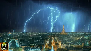 Thunderstorm over Paris | Rain and Thunder Sounds for Sleeping, Relaxing, Insomnia | 8 Hours