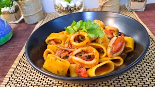 Pasta Calamarata Con Calamari | Let's try Delicious Italian Style Pasta Calamarata With Calamari- 23