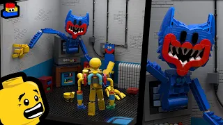 LEGO Poppy Playtime 3: Nightmare Huggy Wuggy coming out of the TV Playset