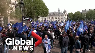 Police unions rally in Paris, supporting officer indicted for manslaughter