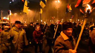 Факельное шествие "Свободы" и "Правого Сектора" в Киеве. Полная версия.