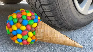 Crushing Crunchy & Soft Things by Car! EXPERIMENT: Car vs M&M Icecream