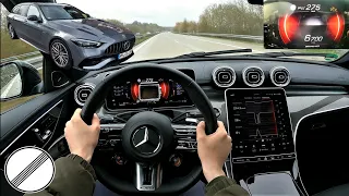 2023 Mercedes-Benz C43 AMG T-Modell | 4K POV DRIVE (Binaural Audio) | Top speed on german Autobahn