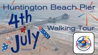Huntington Beach Pier Walking Tour setting up for 4th of July. NSSA Surf Contest.