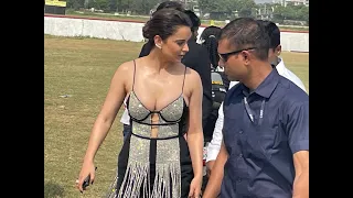 Kangana Ranaut in Mumbai landed via chopper Dhaakad movie promotion @ Mahalaxmi racecourse.