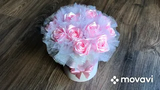 МК Розы из лент легко и быстро 🌹🌹. Idea for a gift 🎁.  DIY Easy and quick Ribbon Roses 🌹