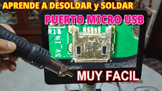 ✅ MUY FACIL 👀 👉 COMO DESOLDAR y SOLDAR UN PUERTO MICRO USB con AIRE CALIENTE y SOLDADURA EN PASTA