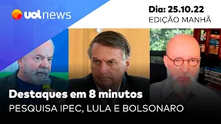 UOL News em 8 Minutos: Pesquisa Ipec, fala de aliados de Bolsonaro, 'erro' de Lula; veja análises