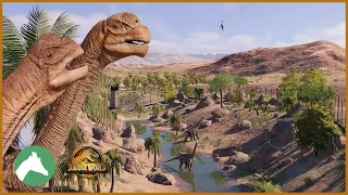 Zipline Over the Sauropod Canyon | Jurassic World Evolution 2 | The Cretaceous Desert Park