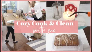 Cozy Cook and Clean With Me | cleaning motivation + cinnamon bread and linguine in white clam sauce