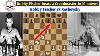 Bobby Fischer beats a Grandmaster in 10 moves! (But Reshevsky plays on) | Fischer vs Reshevsky