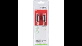 Распаковка оптического кабеля (Hi-Fi) Belkin Toslink/Toslink 1м (F3Y093BT1M) из М.Видео.