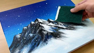 How to Draw Snowy Mountains / Acrylic Painting Techniques