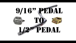 HOW TO Convert a 9/16"s Pedal to 1/2" Pedal TUTORIAL @ Harvester Bikes