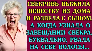 Свекровь выжила невестку из дома.А когда узнала о завещании свёкра, буквально рвала на себе волосы..