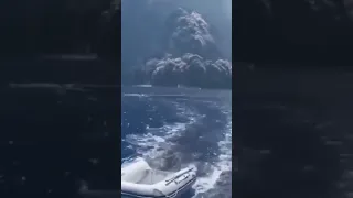 Unreal eruption of the volcano Stromboli in Italy,