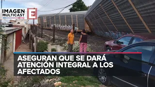 Descarrilamiento de tren en Zacatecas deja daños a casas, autos y una escuela