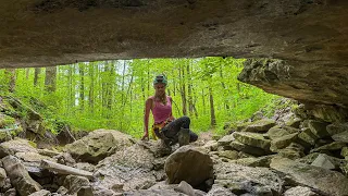 Rappelling into a deep pit!