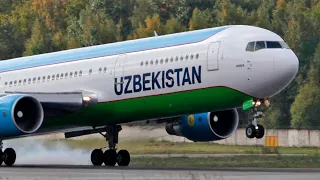 Как узбеки садились в Москве. Кто лучше притёр? Boeing 757, 767, 787 / Аэропорт Домодедово 2021