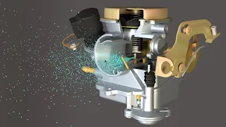 How does a work scooter carburetor 4t CVK GY6 | 3D