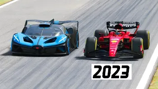 Ferrari F1 2023 SF-23 vs Bugatti Bolide at Monza