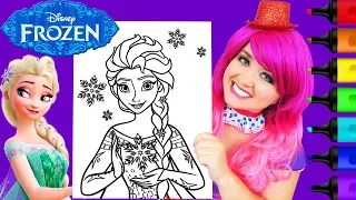 Coloring Frozen Elsa Snow Queen GIANT Coloring Page Prismacolor Markers | KiMMi THE CLOWN