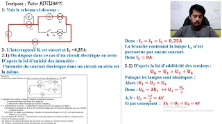 Exercice (Le courant et la tension électrique) + Correction - Tronc commun scientifique BIOF