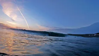 SURFING LOW TIDE AT SUNSET (RAW POV)